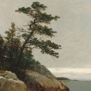 Coastal Landscape Painting / Vintage Pine Tree Print / Rustic Decor PRINTABLE / #253 image 4