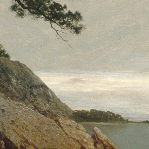 Coastal Landscape Painting / Vintage Pine Tree Print / Rustic Decor PRINTABLE / #253 image 5