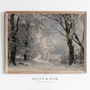 Winter Landscape Snow Painting / Nature Art Print / Downloadable PRINTABLE / #363 image 1