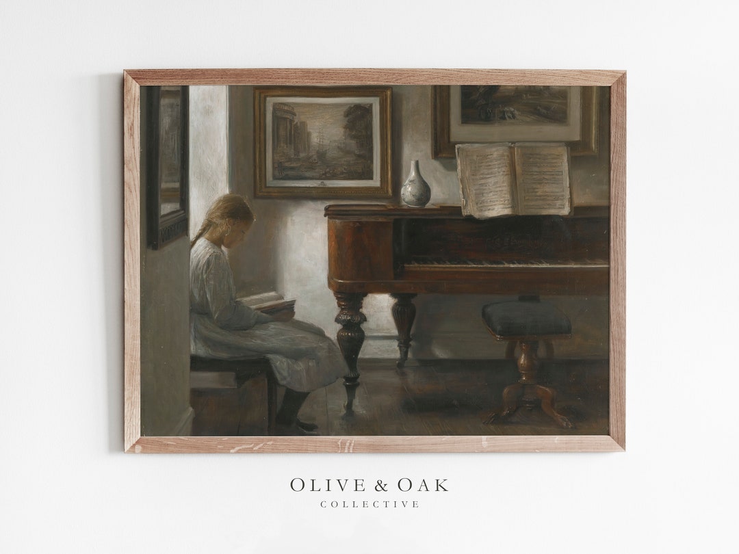 Moody Neutral Portrait Print / Vintage Piano Still Life Painting ...