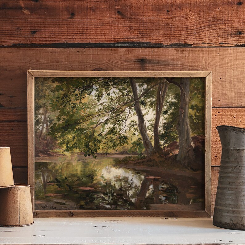 Rustic Wall Art / Vintage Landscape Painting / Country Decor - Etsy