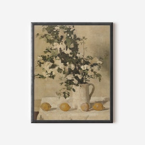 Peinture nature morte neutre / Impression d'art citron / Art vintage imprimable / Impression d'art déco cuisine traditionnelle / 535 image 7