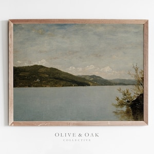 Vintage Lake Landscape Painting PRINTABLE / Rustic Decor Print / #168