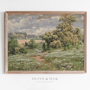 Spring Landscape Painting / Vintage Farmhouse PRINTABLE / Landscape Painting / #111