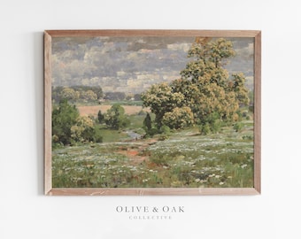 Spring Landscape Painting / Vintage Farmhouse PRINTABLE / Landscape Painting / #111