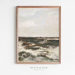 Coastal Farmhouse Print / Vintage Landscape Oil Painting / Digital PRINTABLE / #288