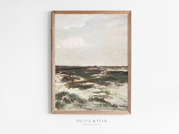Coastal Farmhouse Print / Vintage Landscape Oil Painting / Digital PRINTABLE / #288