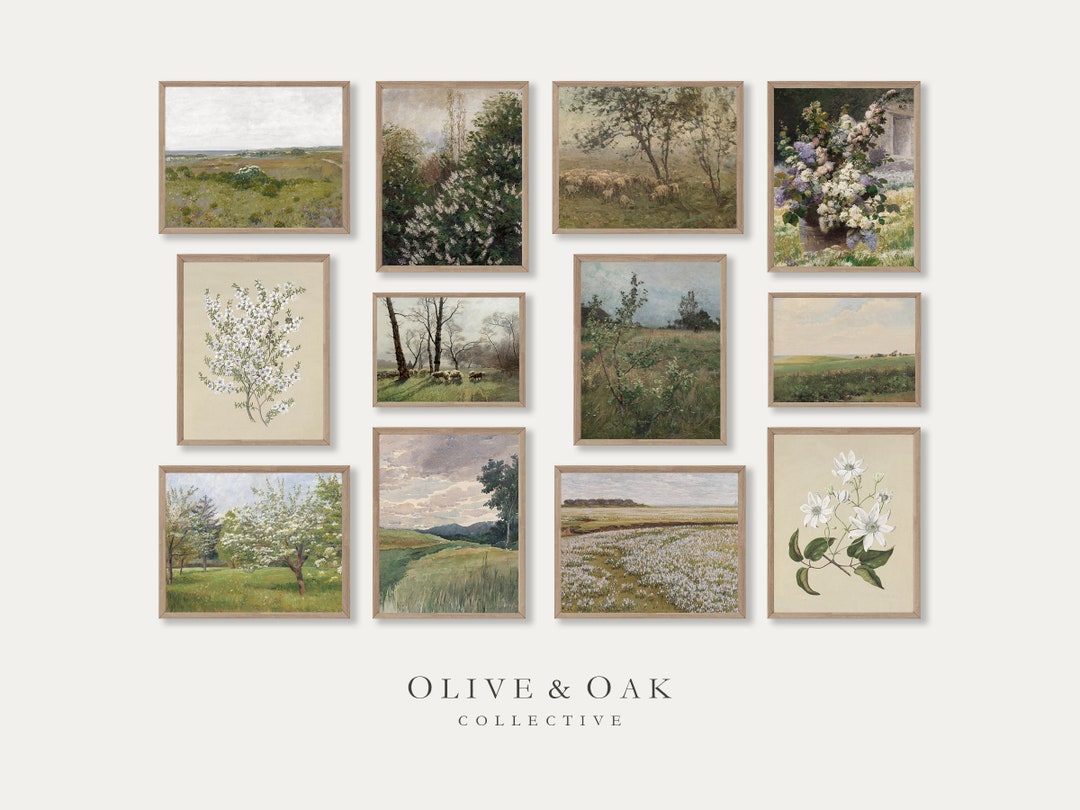 Set of 12 Spring Art Prints / Soft Pastel Artwork / Spring Wall Art