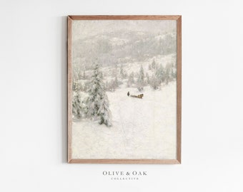 Vintage Winter Wall Art / Country Snow Landscape Wall Decor / Farmhouse Decor PRINTABLE Art / #362