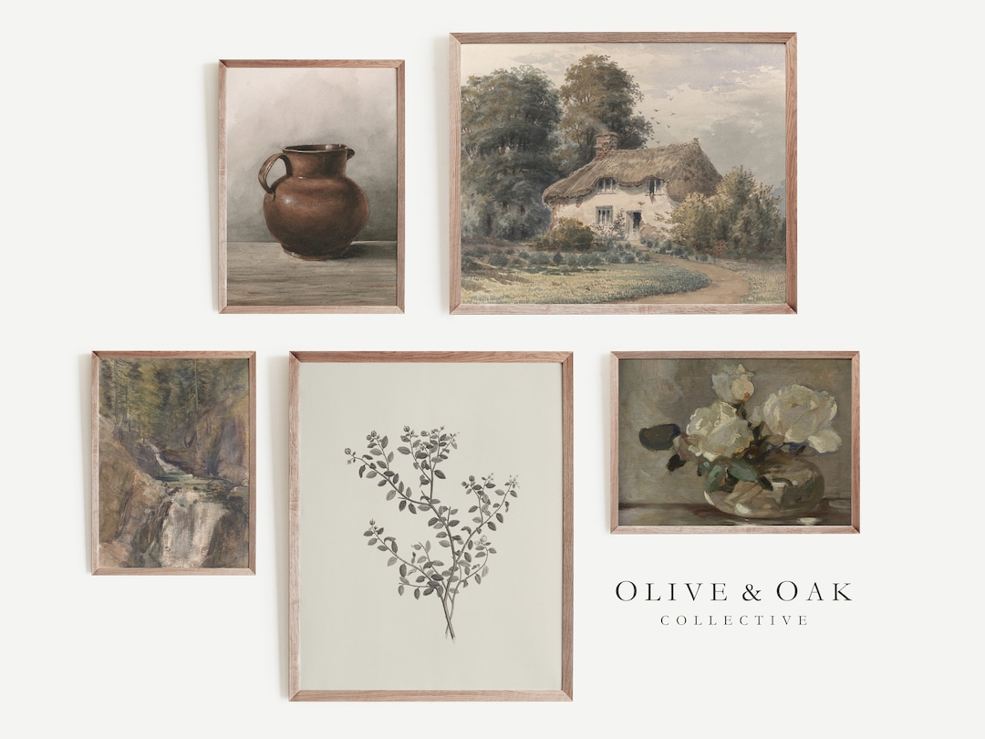 Warm Neutral Gallery SET / Set of Muted Art Prints / Cottage Decor / # ...
