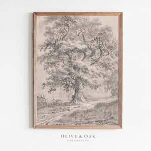 Vintage Tree Sketch / Rustic Tree Drawing / Neutral Wall Art Printable / Downloadable Art Print / #543