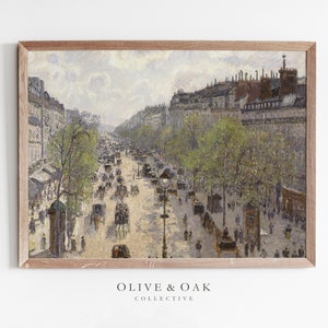 Paris Street Scene Painting / Vintage French Architecture Oil Painting / Spring Decor PRINTABLE / #458
