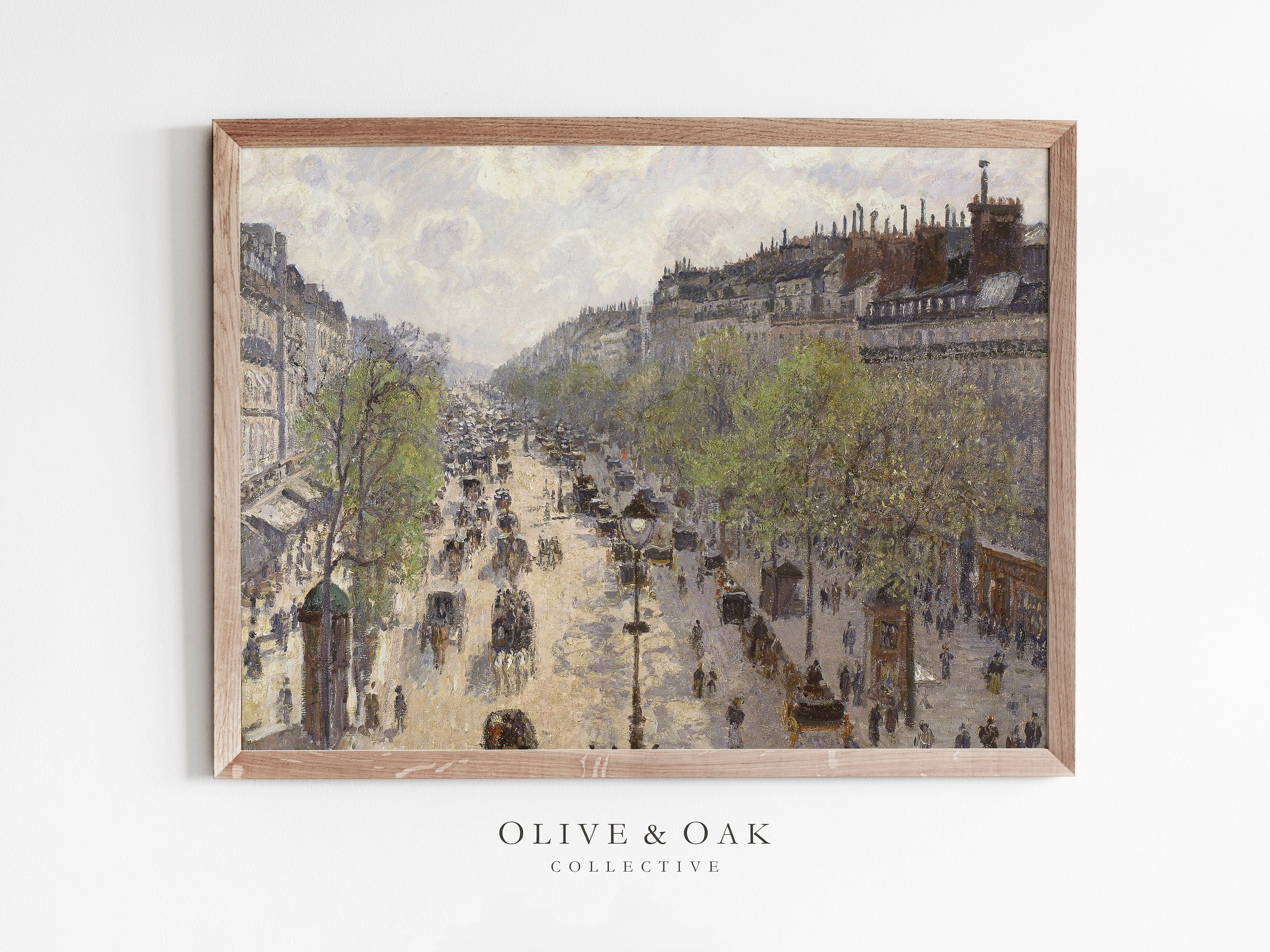 パリの街並みの絵画 / ヴィンテージ フランス建築の油絵 / 春の装飾