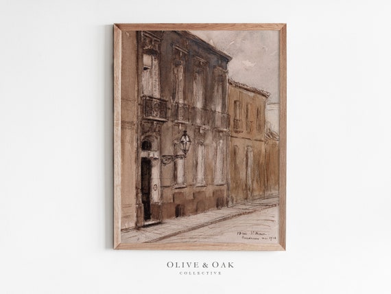 Neutral Paris Architecture Drawing / Antique Cityscape PRINTABLE / #385