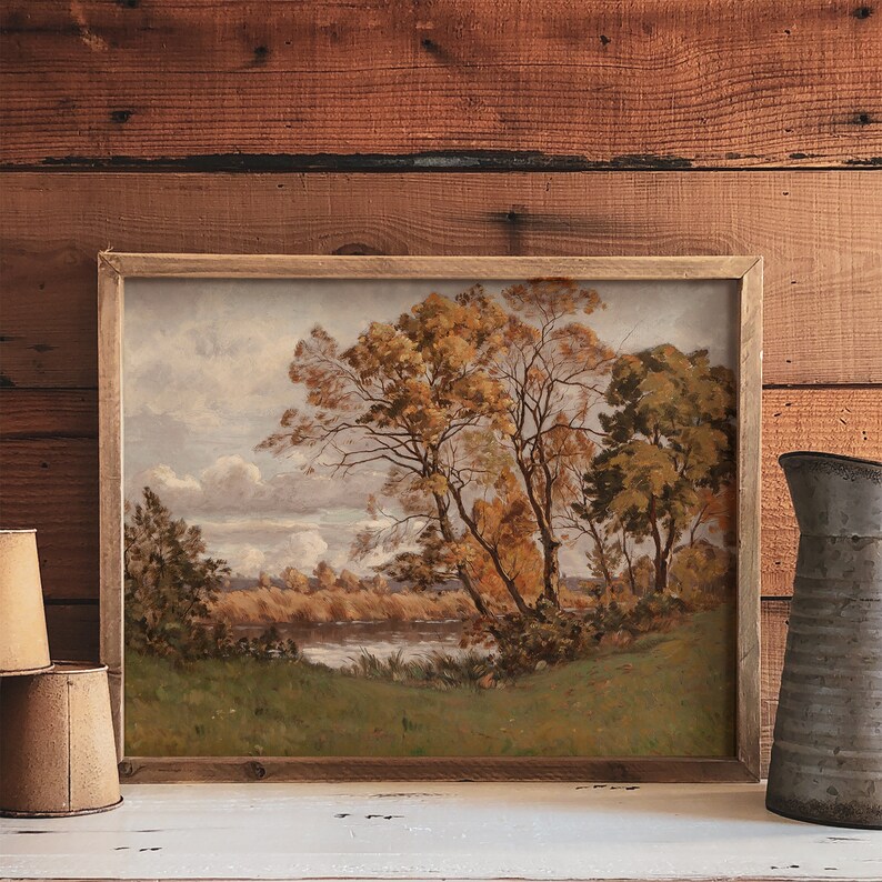 Fall Landscape Painting / Autumn Wall Art / PRINTABLE Vintage Art ...
