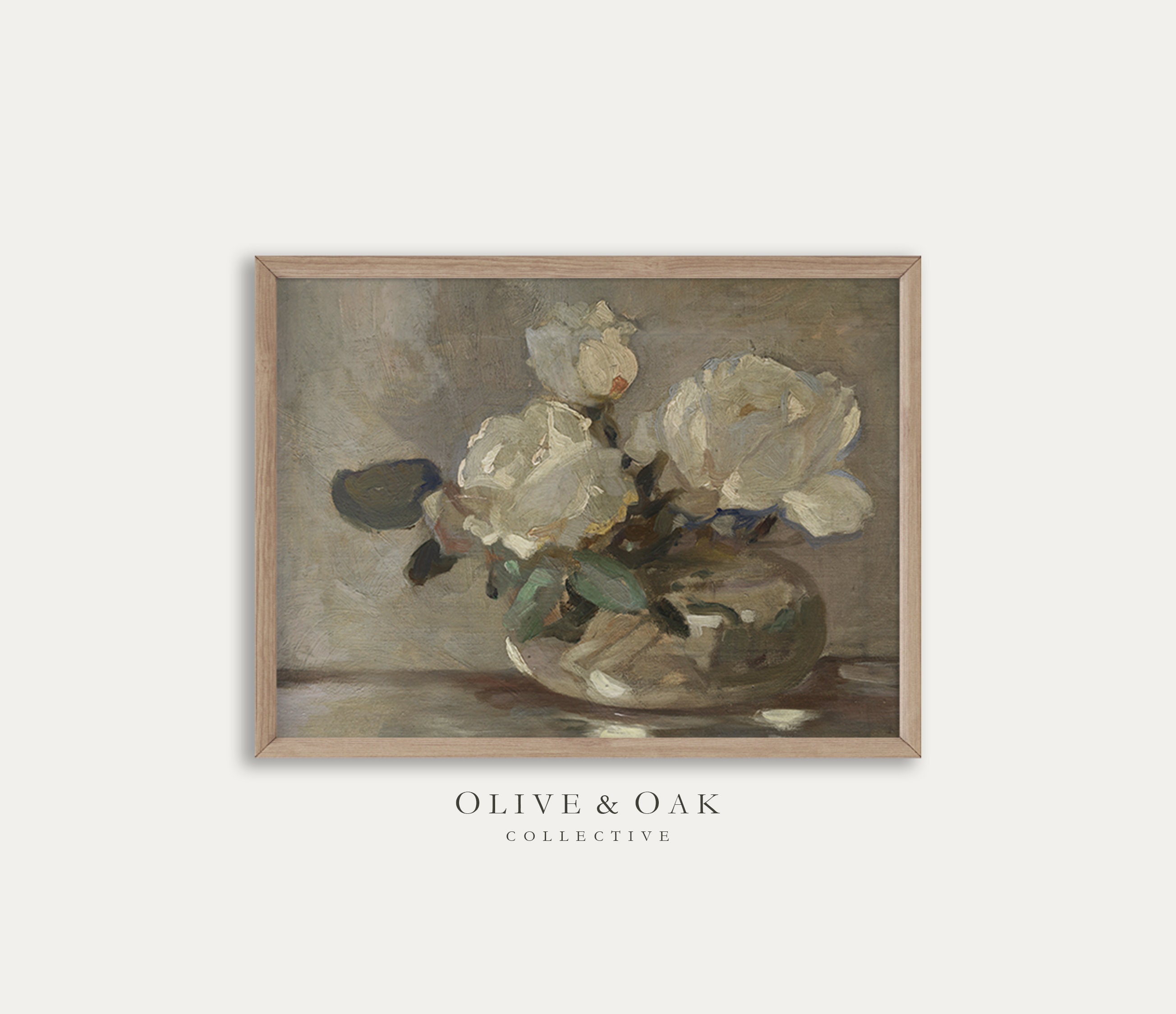 Neutral Roses Painting / Vintage Flower Print / Antique - Etsy