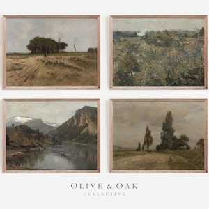 Vintage Landscape Art Prints SET / Cottage Home Decor Digital PRINTABLE / G07