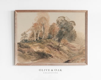 Pintura de paisaje de otoño / Decoración de cabañas IMPRIMIBLE Arte de pared / Impresión vintage / #128