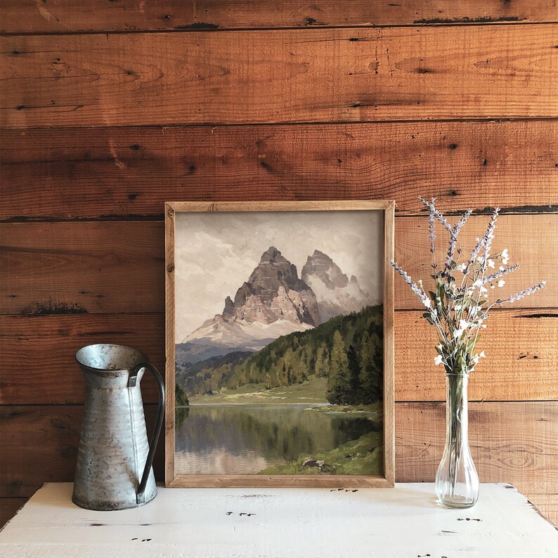 Abstract Wildflower Meadow Sunrise Wall Art Print - Vintage Rustic Landscape Poster 18x12 Inch