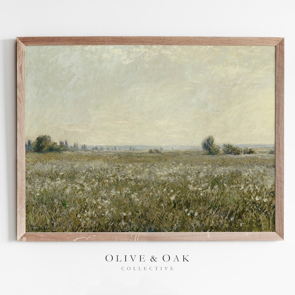 Pintura de paisaje primaveral / Impresión de paisaje verde suave / Decoración de primavera / Arte de pared imprimible / #551