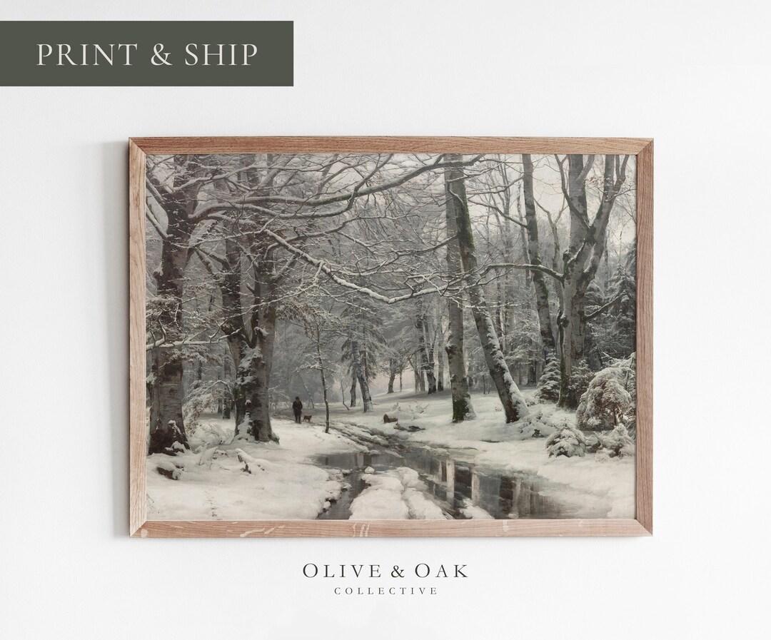 Winter Landscape Painting Print / Rustic Decor Snow Scene PRINTED or ...