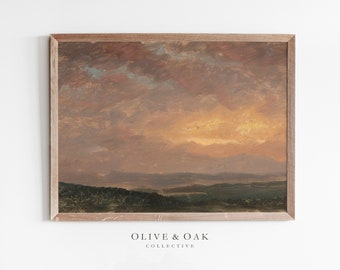Cloud Oil Painting / Farmhouse Nursery PRINTABLE / Countryside Landscape / #54