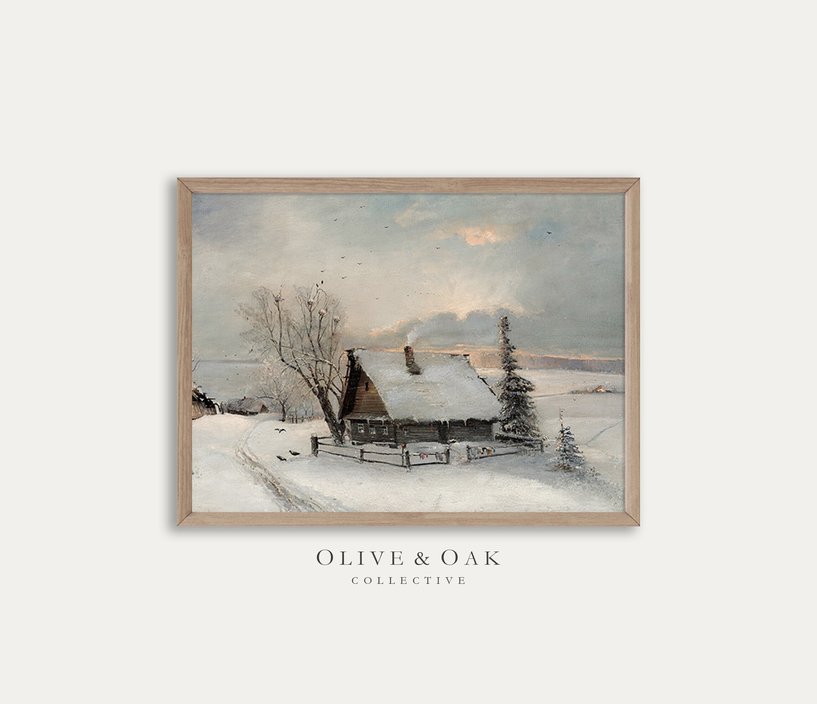 Winter Country Landscape / Vintage Snowy Cabin Painting - Etsy