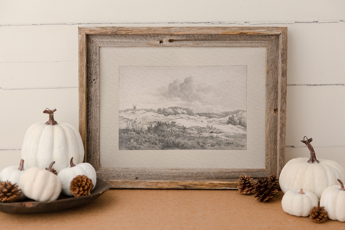 Rustic Landscape Drawing PRINTABLE / Vintage Neutral Sketch - Etsy Canada