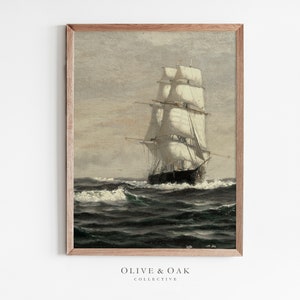 Moody Seascape Painting / Vintage Ship Print / Digital Art PRINTABLE / #277