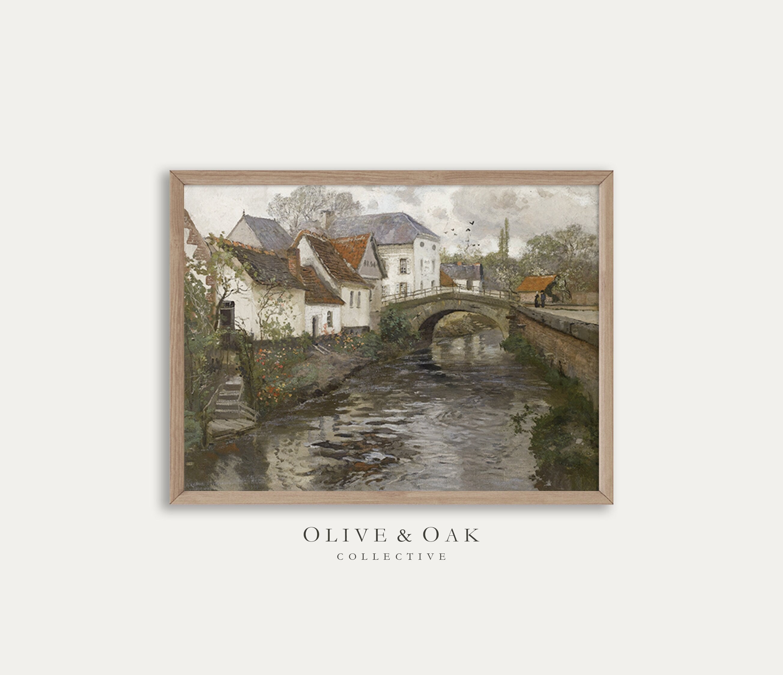 Rustic City Print / Antique Village Painting PRINTABLE / 301 - Etsy