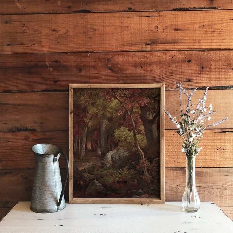 Autumn Forest Landscape Vintage Print / Fall Rustic Forest - Etsy