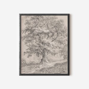 Vintage Tree Sketch / Rustic Tree Drawing / Neutral Wall Art Printable ...