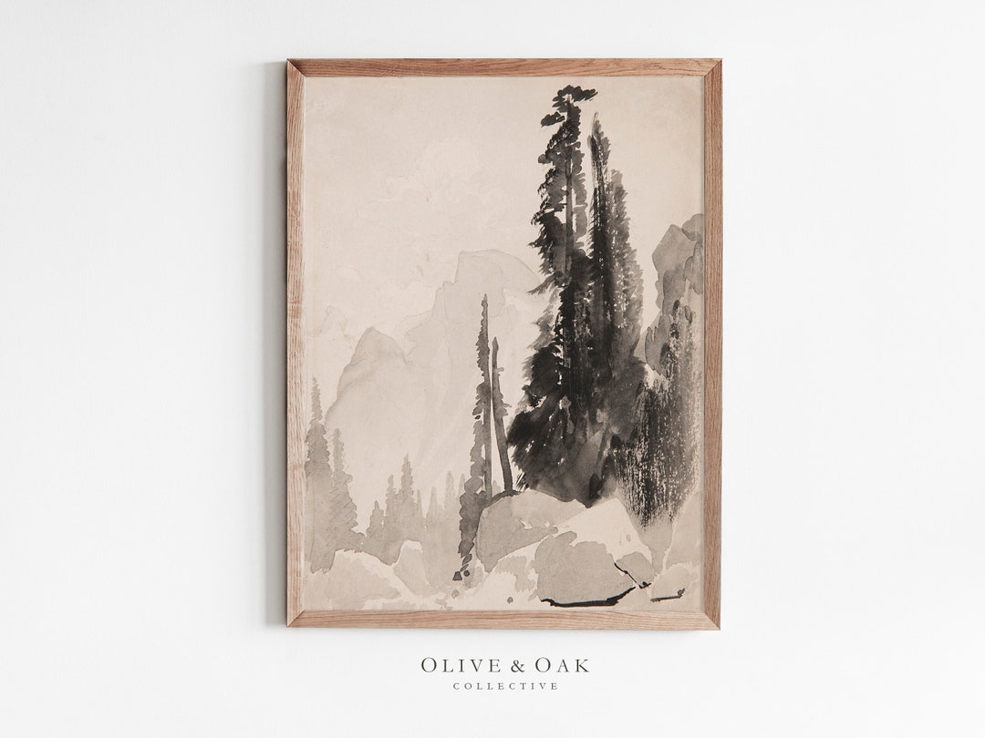 アンティーク 絵画 自然 山 木 気質アップ】 Amazon.co.jp: 風景