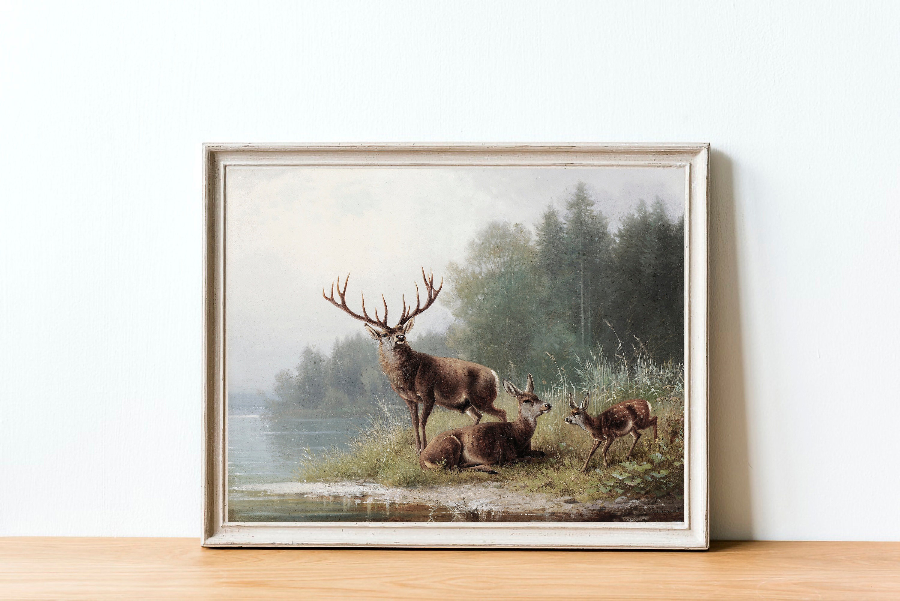 Deer Landscape Painting / Man Cave Hunting Decor / Cabin Wall - Etsy