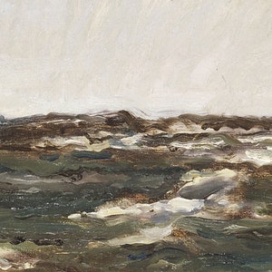 K&ouml;nnte beinhalten: Ein Gem&auml;lde, das eine Meereslandschaft mit einem bew&ouml;lkten Himmel und unruhigem Wasser zeigt. Das Wasser ist in Gr&uuml;nt&ouml;nen, Braun- und Wei&szlig;t&ouml;nen gemalt.