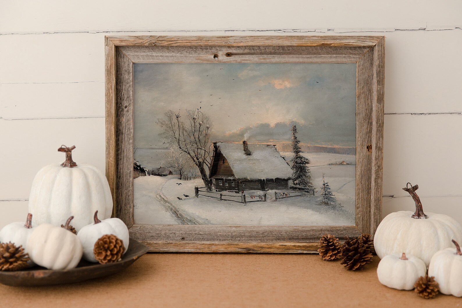 Winter Country Landscape / Vintage Snowy Cabin Painting - Etsy