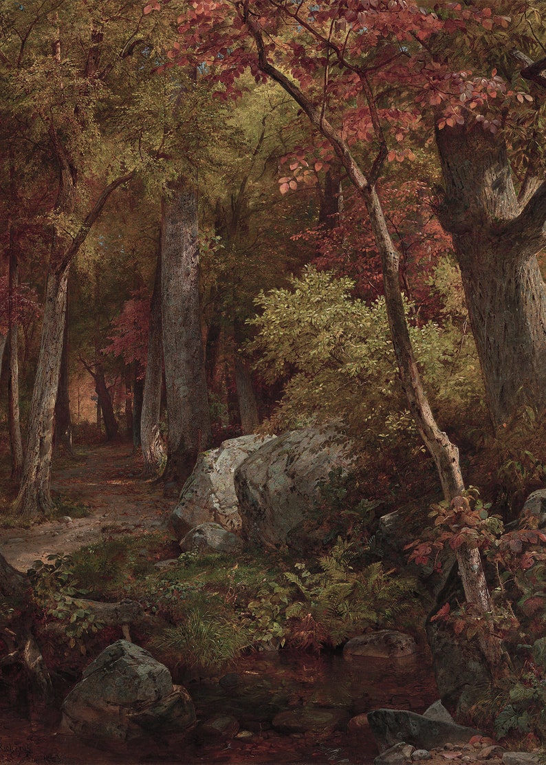 Autumn Forest Landscape Vintage Print / Fall Rustic Forest - Etsy