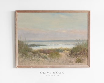 Coastal Wall Art Print / Beach Artwork PRINTABLE / Soft Beach Grass Painting / #494