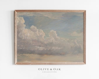Vintage Cloud Study Painting / Minimalist Sky Sketch Downloadable PRINTABLE / #52