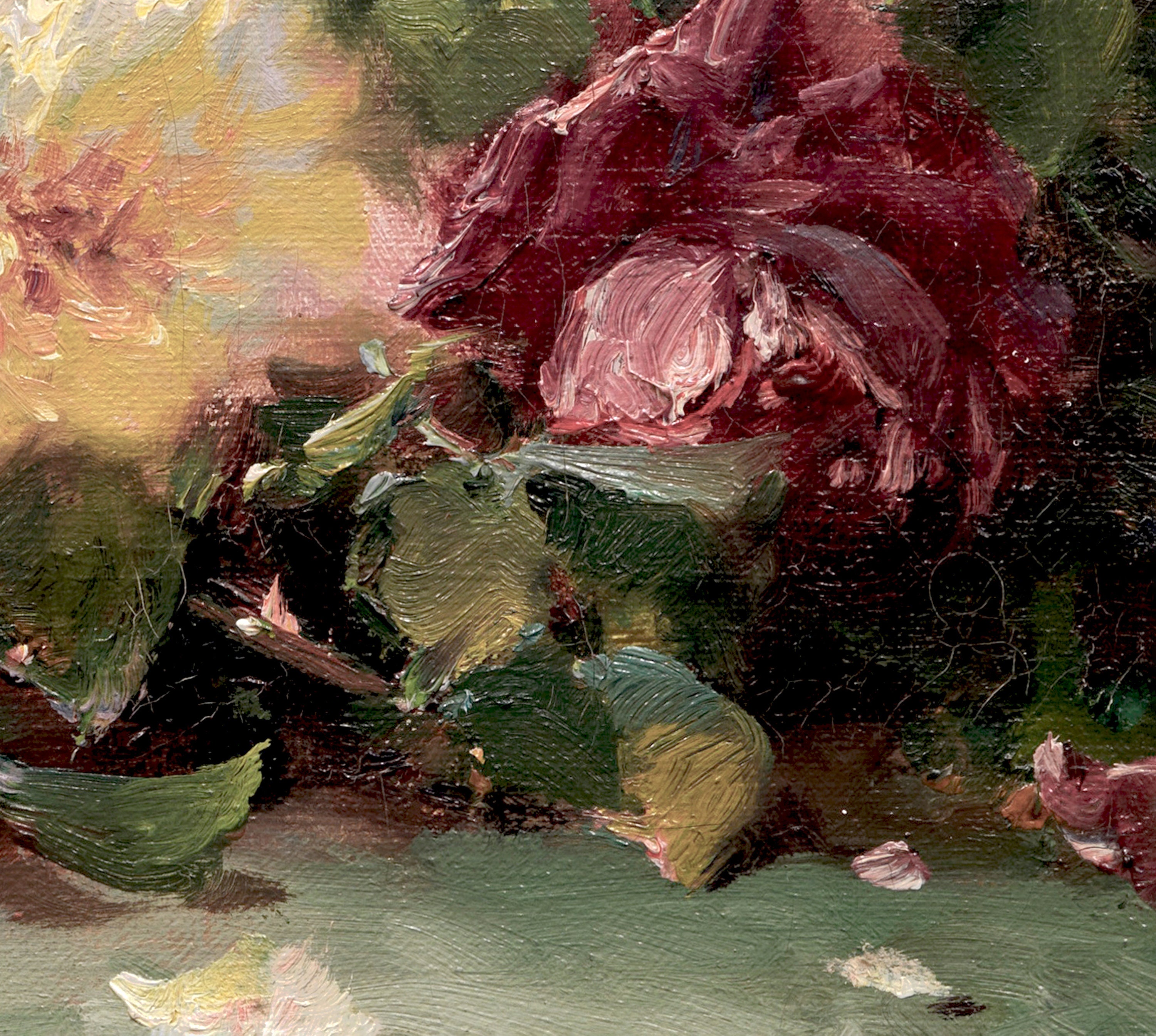 Moody Floral Painting / Pink Roses Painting / Vintage Flower Still Life ...