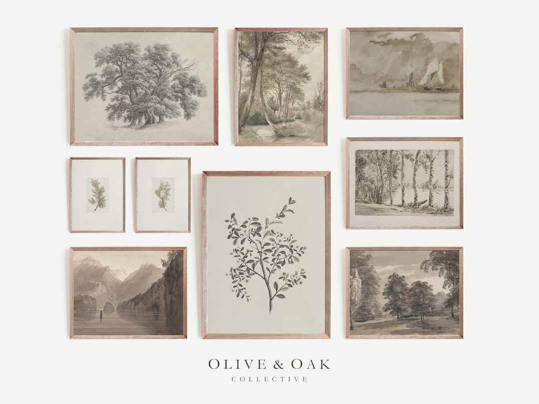 Neutral Gallery Wall Art / Set of 9 Art Prints / Downloadable Art