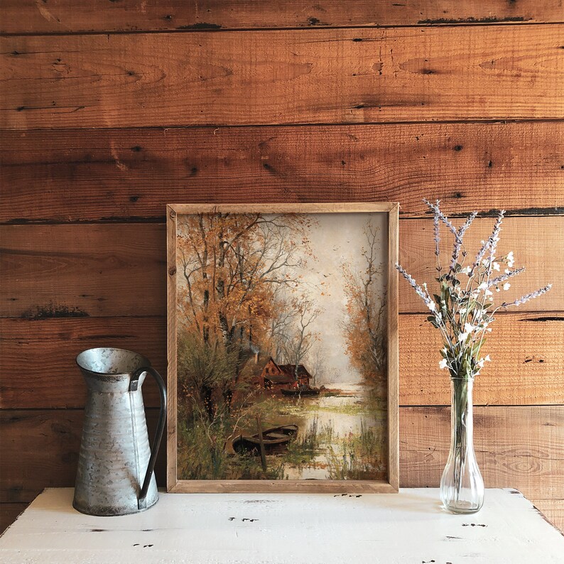 Fall Landscape Painting / Cottagecore Fall Art / Vintage Landscape Print / Autumn Decor PRINTABLE / Landscape Art Print / #609 image 5