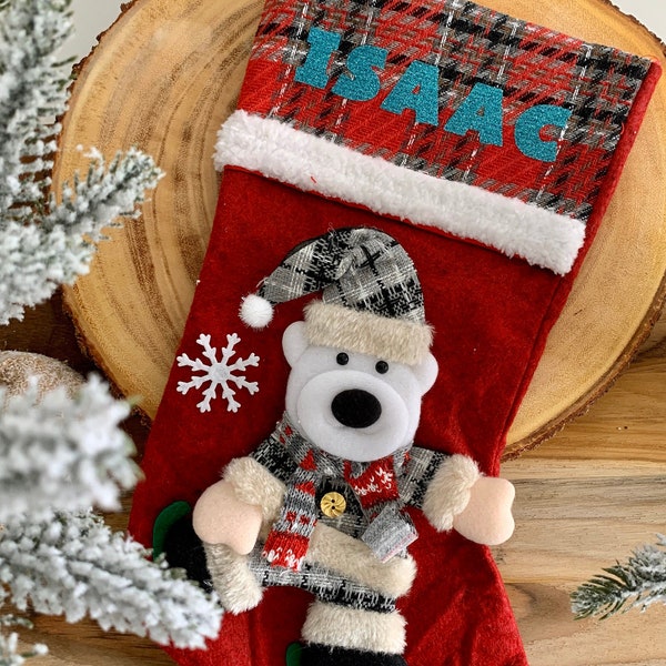 PERSONALIZED STOCKINGS - Christmas Stockings - Bear stockings - Santa Stocking - Reindeer Stocking - Customized name stocking