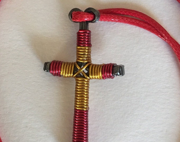 Hand made "First Responder/fire rescue" design horseshoe nail cross pendant