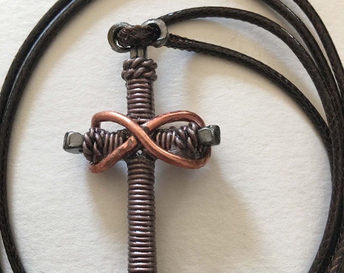 Hand made "Infinity" horseshoe nail cross