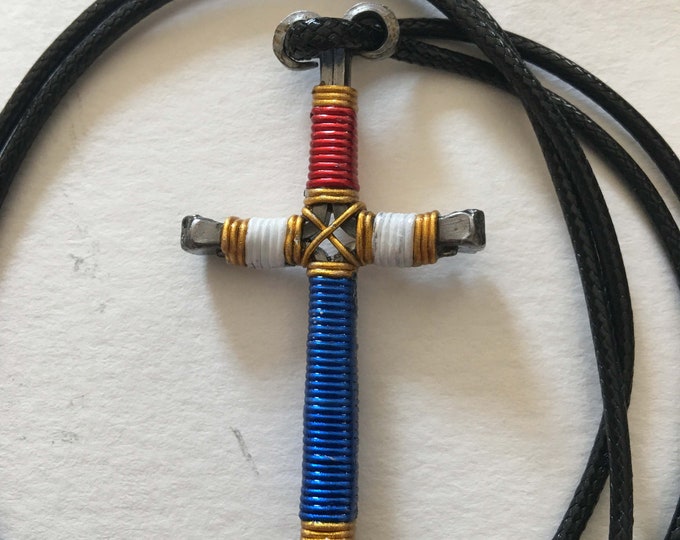Hand made "I Love America" design  horseshoe nail cross