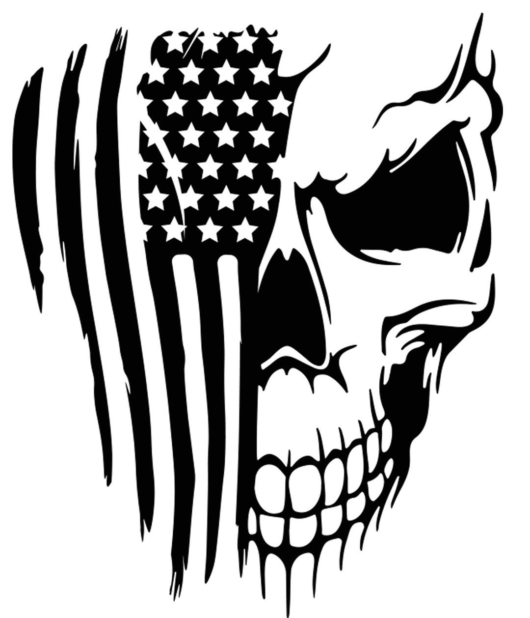 USA Skull Flag Tattered Distressed Decal American Flag Skull, Roland BN