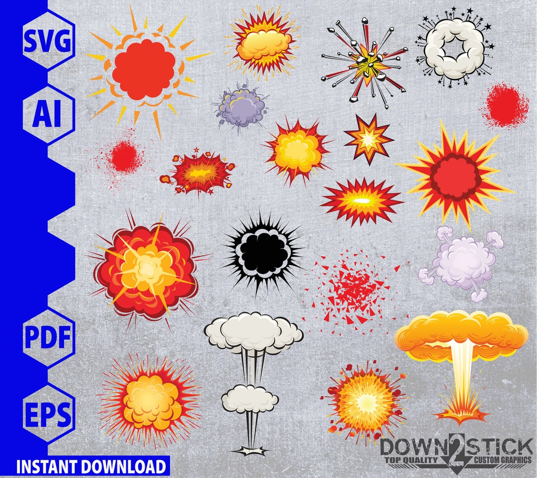 20 Comic Bombs, Explosions, Mushroom Clouds | Cartoon Explosions SVG ...