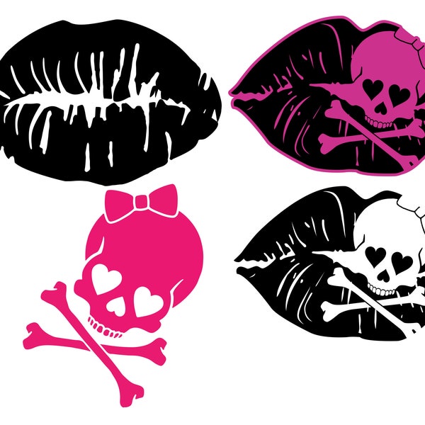 Girly Skull Lips SVG