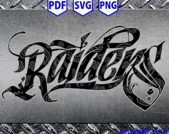 Las Vegas Raiders Script Bandana Muster SVG-PNG-PDF-Jpeg, Raiders Tattoo Digital Files